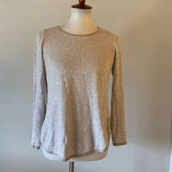 [Eileen Fisher] Gray/White Linen Knit Blouse - Size Small - Picture 1 of 5